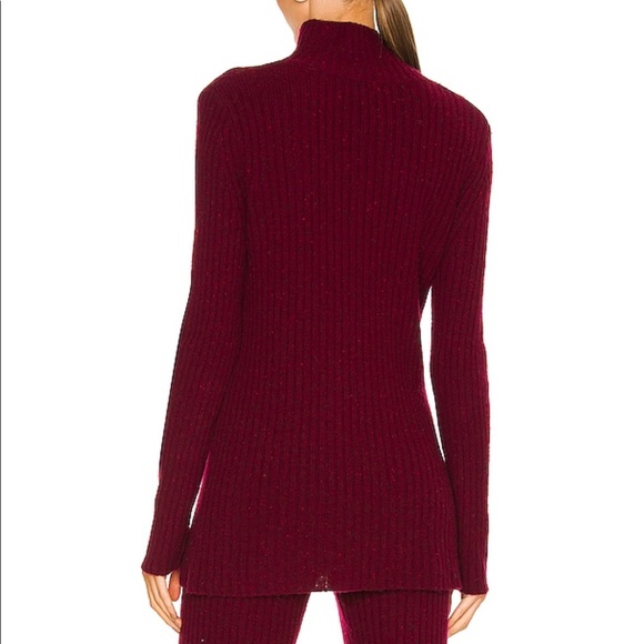 SOMETHING NAVY TURTLENECK SWEATER & RIBBED FLARE PANTS IN BURGUNDY SET, SIZE S - Picture 5 of 7